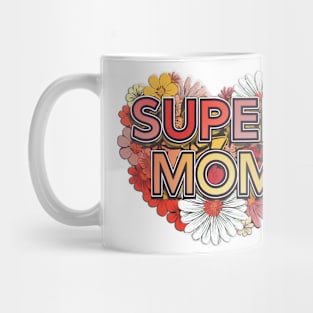 Vintage Super Mom Floral Emblem Mug